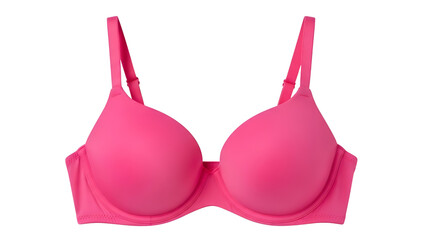 Bright Pink Pushup Bra Isolated On Black Background