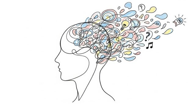 Intricate visualization of diverse mental processes and emerging creative concepts