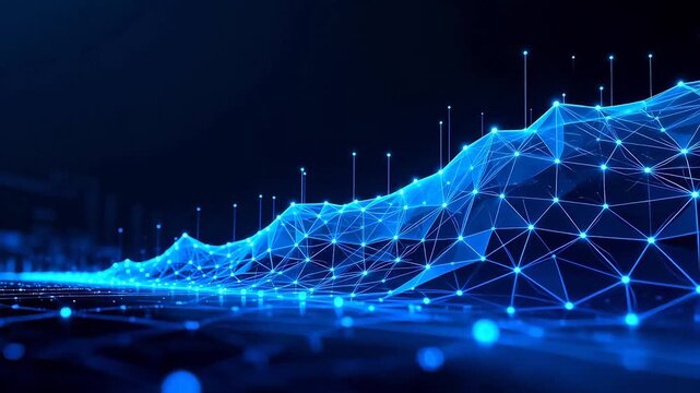 Blue digital network graph