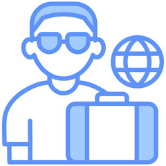 Traveling Outline Blue Color Icon