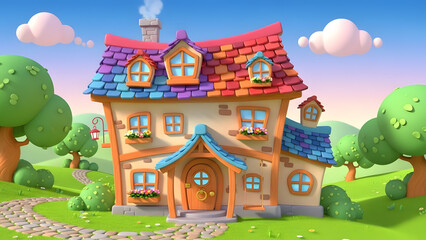 An ancient fairy tale castle on a hill blends oriental architecture with traditional Thai pagoda roofs and a historic Buddhist temple pavilion under a vast sky