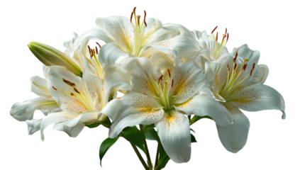 Cluster of white lilies with spotted centers