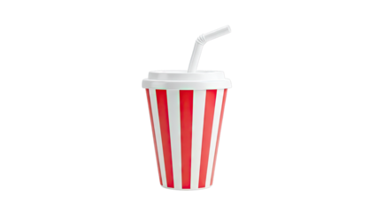 Red and white striped cup with straw