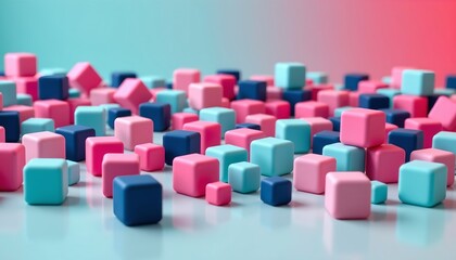 Abstract Geometric Cubes Reflective Surface with Dynamic Light