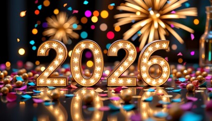 Celebrating New Year with Illuminated Numerals