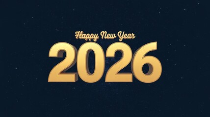 Elegant Gold 2026 New Year Greeting on Starry Night Sky Background Perfect for Celebrations and Festive Marketing Materials