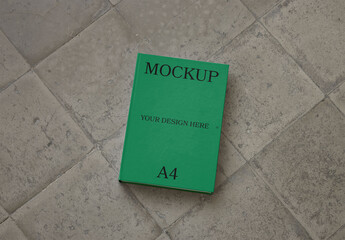 Mockup Of A4 Magazine With Customizable Front Cover On Floor