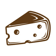 Vintage Illustration of a wedge of cheese with holes on white background  dairy product icon