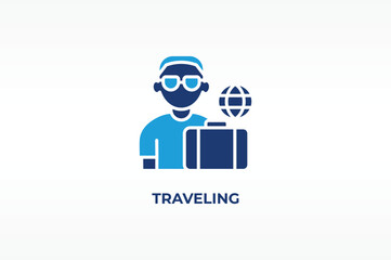 TRAVELING vector, icon or logo sign isolated symbol illustration