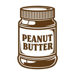 Vintage peanut butter jar illustration with brown color and white label