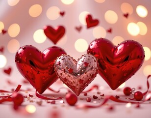 Floating Heart Ornaments Warm Celebration Glow