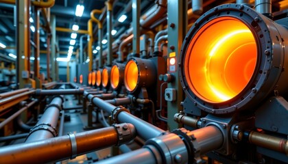 Molten Metal Flowing Through Futuristic Industrial