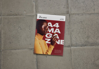 Mockup Of A4 Magazine With Customized Front Cover