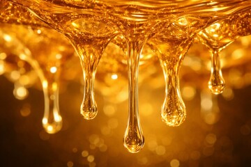 Golden Honey: Capturing the essence of sweetness, glistening honey drips, its golden hue inviting exploration. Each droplet a testament to nature's delicious bounty.