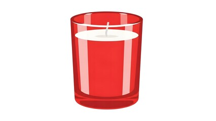 Red Scented Candle in a Glass Holder on White Background red candle