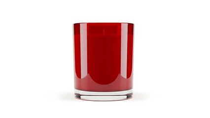 Red Scented Candle In Glass Jar On White Background image stock