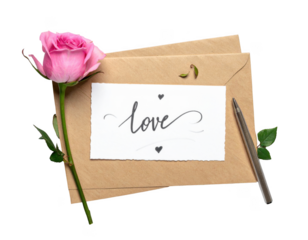 Handwritten love card isolated.