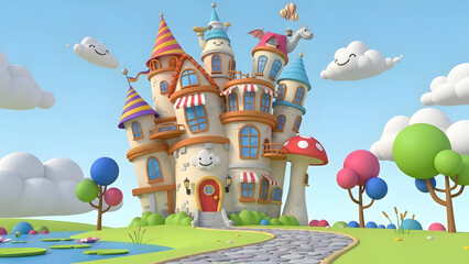 An old Russian Orthodox cathedral with red towers and golden domes stands like a fairy tale castle on a hill as a historic landmark of Moscow architecture