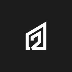 Modern Geometric Logo Design Combining Numbers 1 and 2 within a House Shape