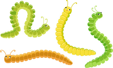 Colorful cartoon caterpillars
