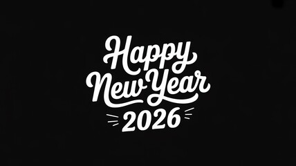 Elegant Black and White 2026 New Year Greeting Card Design Perfect for Holiday Marketing and Celebration Invitations