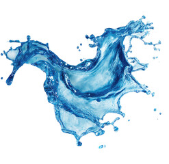 Blue water splashes in dynamic, bird-like fluid form