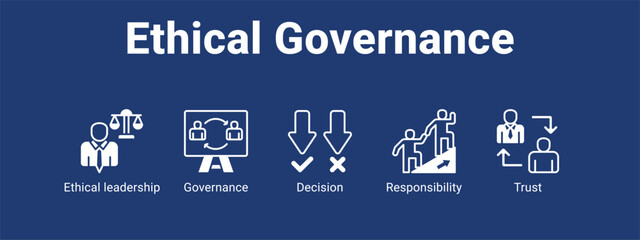 Ethical Governance web banner icon vector illustration concept for business with icon of Ethical leadership, Governance, Decision.