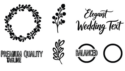 Elegant wedding logo designs on transparent background for premium quality branding