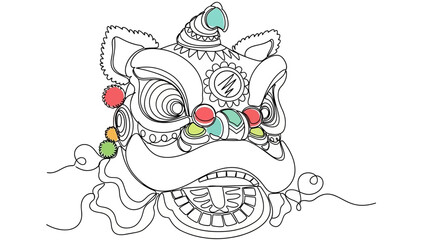 lion dance mask colorful beads