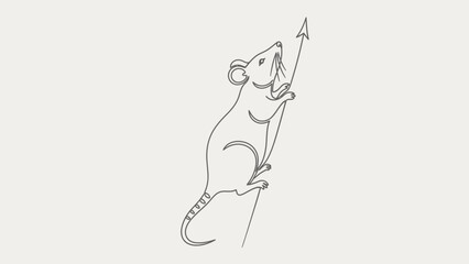 mouse climbing up arrow, optimistic rodent
