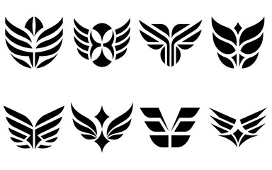 Obraz premium Abstract Wing Logo Collection in Black Minimal Style