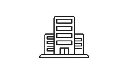 3d graphic of a modern building icon on white background