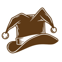 Vintage brownjesterhatwithbellsisolatedontransparentbackground