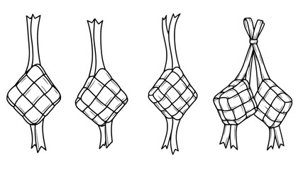 A black and white illustration of ham hocks wrapped in netting on transparent background