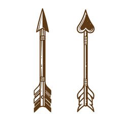 Vintage Two vintagestyle arrows with different tips on transparent background
