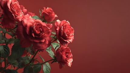 Stunning bouquet of red roses in full bloom. Vibrant and lush foliage enhances the elegance. Perfect for celebrations and love expressions. Generative AI