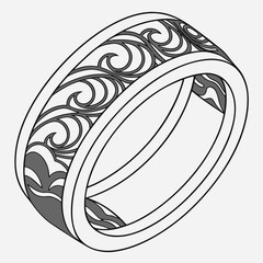 Abstract Layered Wave Ring with Modern Symmetry