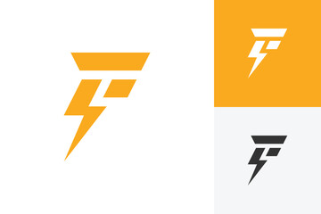 Modern Letter F Flash Logo Icon Design. Lightning Bolt Combined With Alphabet F Concept Symbol For Energy Technology And Startup Logo Branding