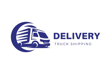 Delivery Truck Shipping Logo Icon Design. Fast Transport Vehicle Combined With Circular Motion Concept Symbol For Logistics Courier And Freight Company Branding