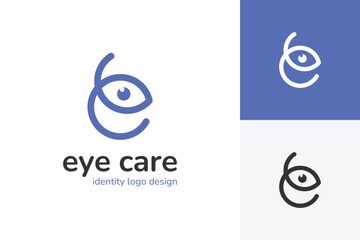 Modern Eye Care Medical Logo Icon Design. Vision Eye Symbol Combined With Letter e Concept For Optical Clinic Healthcare And Brand Identity Logo