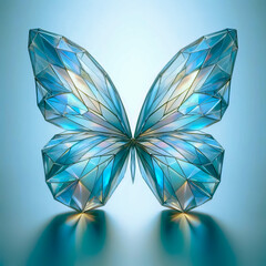 Blue and Cyan Glass Butterfly with Crystal Wings 3D