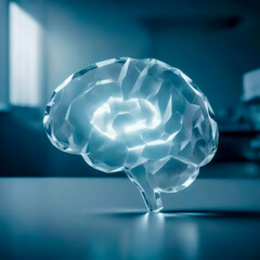 Transparent Glass Human Brain Model Side View 3D