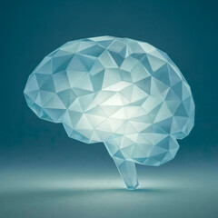 Geometric Low Poly Glass Brain Abstract Intelligence 3D