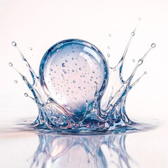 Water Splash with Glass Sphere Abstract Motion 3D