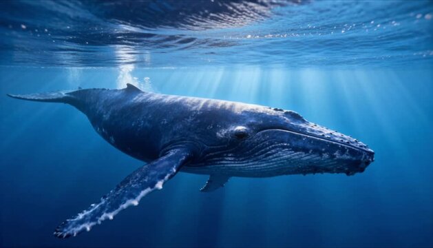 massive blue whale swimming in deep ocean perfect for world whale day