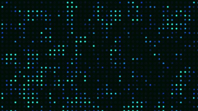 A dark background filled with a repeating grid pattern of glowing cyan and blue circular lights creating a digital abstract technological effect with subtle concentric rings