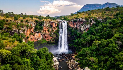 Obraz premium Majestic Berlin Falls - A Breathtaking Waterfall in South Africa.