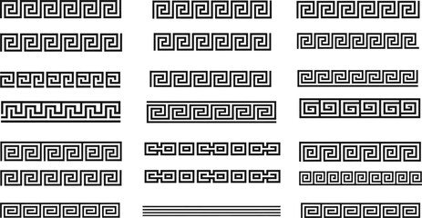 Collection of Greek Key Border Patterns and Decorative Elements meander