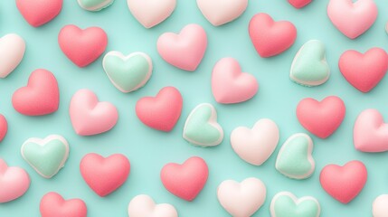 Valentine's soft hearts pattern background pastel tones graphic design romantic environment aesthetic viewpoint