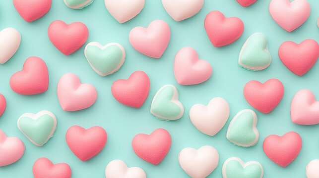 Valentine's soft hearts pattern background pastel tones graphic design romantic environment aesthetic viewpoint